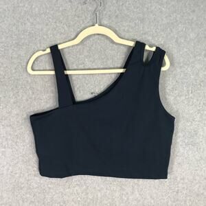 Sincerely Jules Top Women XL Blue Crop Tank Active Yoga Exercise Bra Cutout READ
